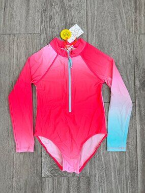NWT Egg by Susan Lazar Ombre Zip Up Rash Guard Swimsuit size 8